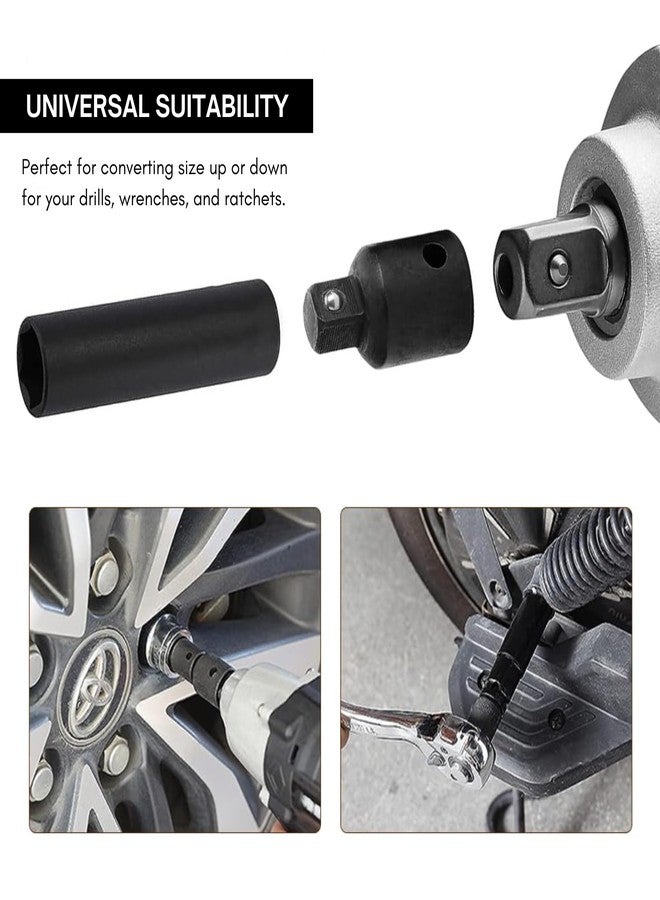 Inditrust 6PCS Pneumatic Air Impact Adapter And Reducer Socket Set Female To Male or Male to Female Convertor 1/4", 3/8", 1/2" & 3/4" Square Drive, Chrome Vanadium Steel - Image 3